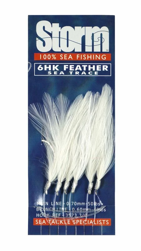 Sea Tech Mackerel 6HK White Feathers - Feathers & traces 1 Sea Tech Mackerel 6HK White Feathers - Feathers & traces
