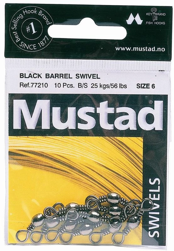 Mustad Black Barrel Swivels (77210) - 2 Mustad Black Barrel Swivels (77210) - - Image 2