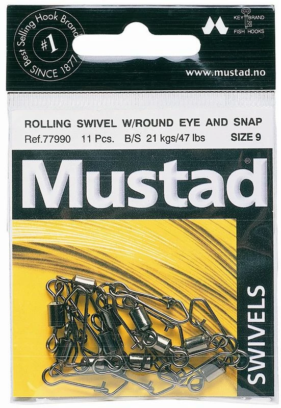 Mustad Round Eye Rolling Swivel & Snap (77990) - Swivels 2 Mustad Round Eye Rolling Swivel & Snap (77990) - Swivels - Image 2