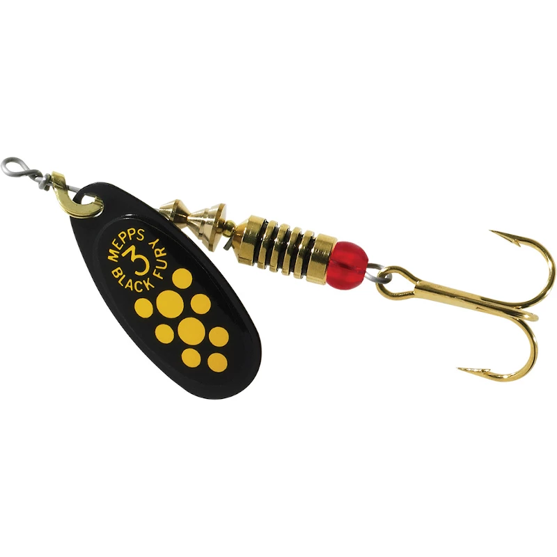 Mepps Comet Black Fury Yellow Dot No.4 - Spinners 1 Mepps Comet Black Fury Yellow Dot No.4 - Spinners