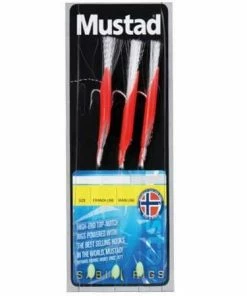 Mustad Daylight Fluo Red Rigs - Feathers & traces