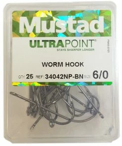 Mustad (BOX) 34042NP-BN Worm Hook - Hooks
