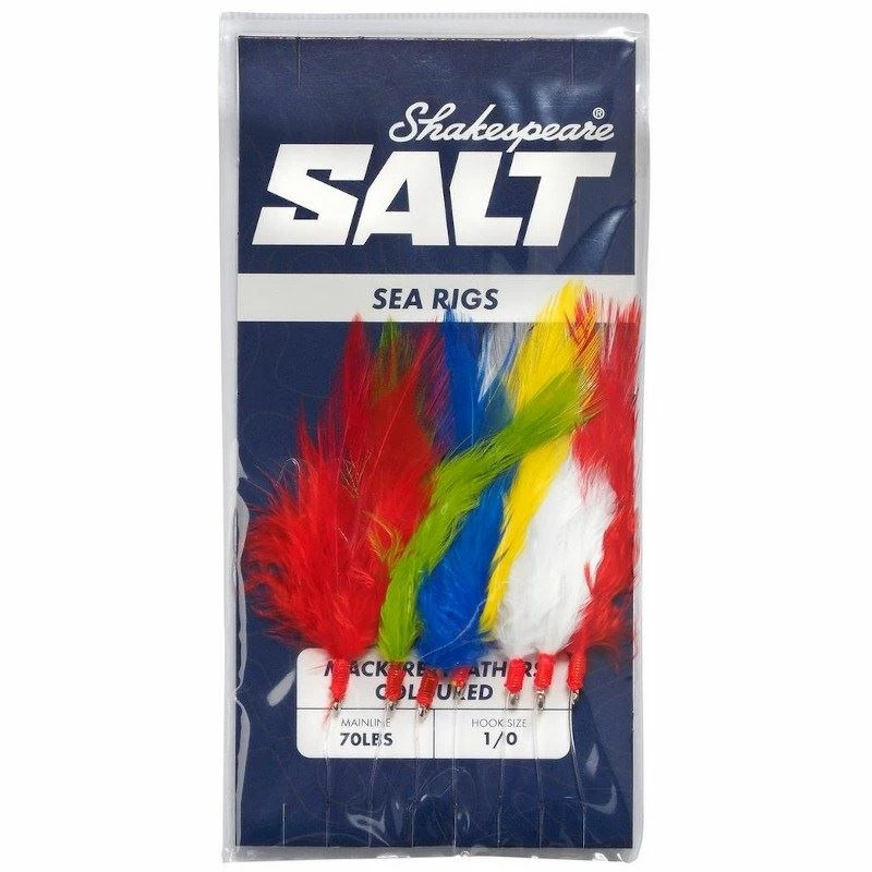Shakespeare Salt Mackerel Feathers Coloured - Feathers & traces 1 Shakespeare Salt Mackerel Feathers Coloured - Feathers & traces