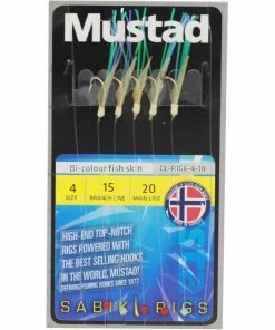 Mustad Bi-Colour Fish Skin Rigs - Feathers & traces